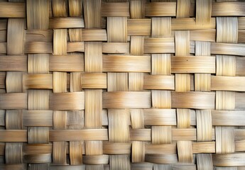 Poster - Beige Bamboo Wall Woven Texture Background