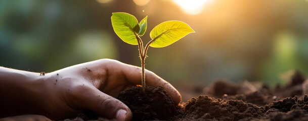 Hands Planting Seedling for Environment Day