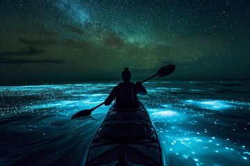 Canvas Print - Glowing Waters Night Kayak