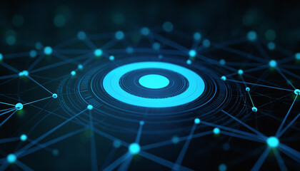 Wall Mural - target icon with network integration: a target icon connected within a digital network, symbolizing 
