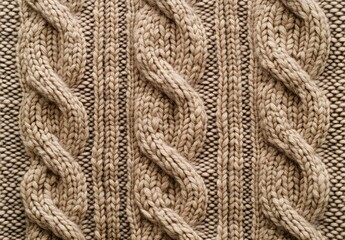 Wall Mural - Beige Knitted Cable Texture Background