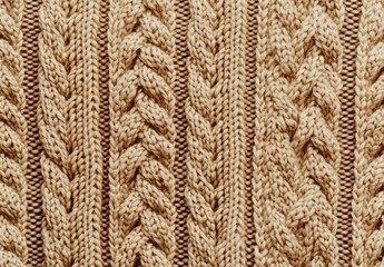 Wall Mural - Beige Knitted Cable Pattern Fabric Texture