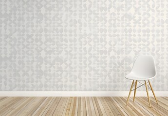 Poster - Modern Interior Design with Geometric Wallpaper and Chair