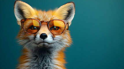 Wall Mural - Fox Wearing Glasses - Illustration