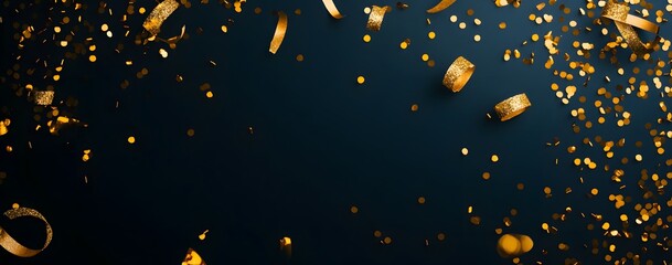 Poster - Black Background with Golden Confetti and Streamers