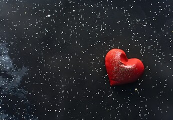 Wall Mural - Minimalist Red Heart Glitter Background for Valentine's Day