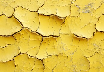 Wall Mural - Cracked Yellow Clay Texture Background