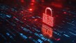 © Business Pics - Abstract cybersecurity red alert warning padlock symbol with binary letters and numbers on a digital background, information security, data protection concept
