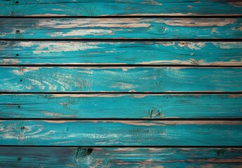 Sticker - Turquoise Painted Wood Plank Background