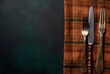 © Eva - Vintage Kitchen Knife and Forks on Plaid Napkin