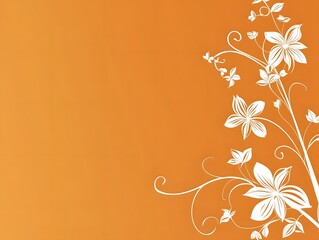 Sticker - Orange Background with White Floral Design