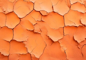 Canvas Print - Ultra Realistic Orange Clay Wall Texture with Cracks