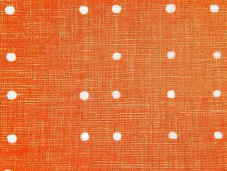 Wall Mural - Orange Woven Fabric with White Polka Dots