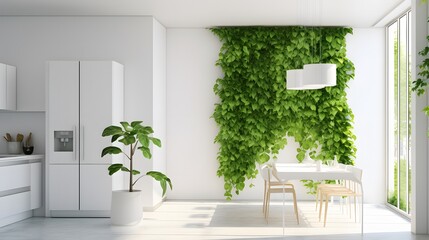 Sticker - Minimalist Kitchen with Hanging Pothos Plant