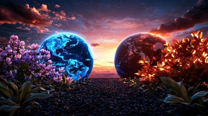 Two Worlds Earth Planets 