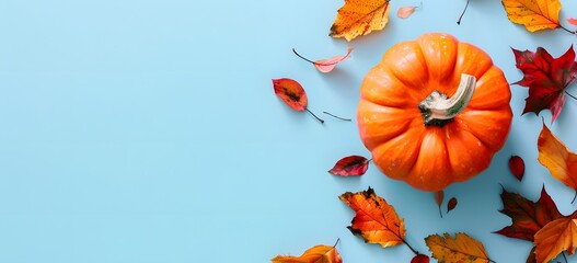 Wall Mural - autumn leaves & pumpkin fall fashion banner