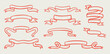 © anya - Set of elegant whimsical hand-drawn pink blue orange green color banners with wavy squiggle curly ribbons in trendy, vintage styles. Perfect for quirky holiday, wedding, birthday gift decorations