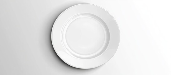 Empty white dinner plate on a clean white background