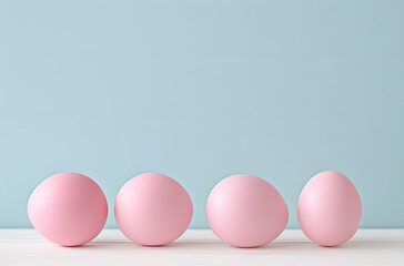 Wall Mural - Pink Easter Eggs Minimalist Background