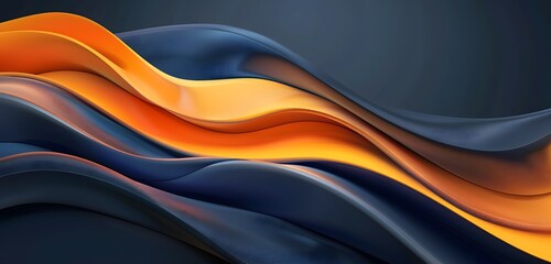 Canvas Print - Abstract Blue & Orange Curved Lines Background