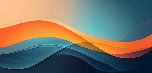 Sticker - Abstract Blue Orange Wave Background Design