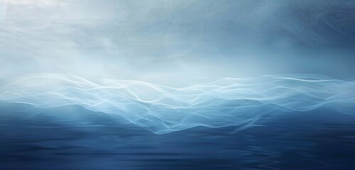 Wall Mural - Abstract Blue Grey Gradient Background with Blurred Foggy Light