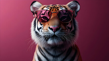 Wall Mural - Cool Tiger in Sunglasses 3D Illustration