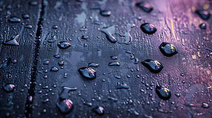 Poster - A wet surface with drops of water on it