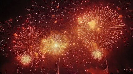 colorful fireworks exploding in the night sky over a city