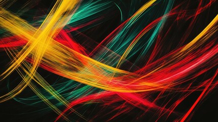 Dynamic abstract background featuring vibrant red yellow and green lines on a bold black canvas perfect for celebrating cultural themes and events