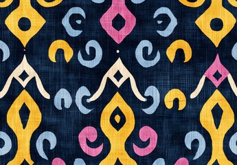 Poster - Abstract Geometric Pattern on Blue Linen Background