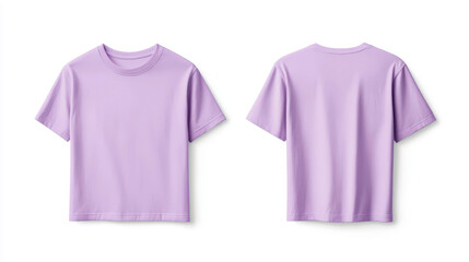 Two purple cotton oversized T-shirt mock-ups from the front and back