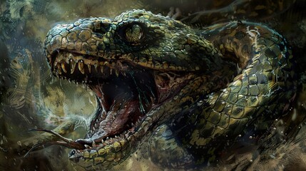 Wall Mural - Close Up of a Snake's Fangs - Digital Art