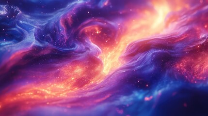 Wall Mural - Abstract Swirling Nebula with Glittering Dust and Light