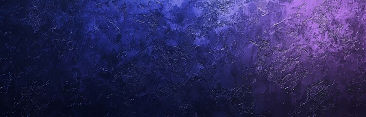 Wall Mural - Dark moody banner background with grainy gradient glowing purple black violet noise texture.