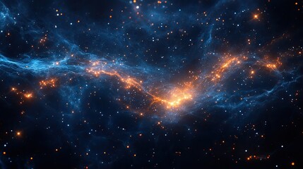 Wall Mural - Cosmic Dust and Stars in a Blue and Orange Galaxy