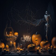 Wall Mural - awesome Night timberland and enchantment candles. baffling pixie scene. black magic ceremony. fall season regular Foundation. Samhain, Halloween occasion idea.