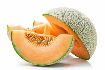 Wall Mural - Cantaloupe melon on white background