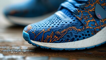 Poster - Intricate Macro View of Blue Urban Sneaker Sole Emphasizing Fashion, Grip, and Durable Design