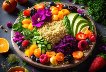 Wall Mural - vibrant dish presentation featuring colorful ingredients rich nutritional elements healthy meal, appetizer, arrangement, artisan, beautiful, creative