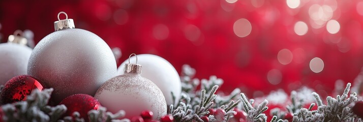 Wall Mural - Christmas background. Festive decoration on bokeh background. New Year. Copy space