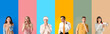 © Pixel-Shot - Group of different people showing silence gesture on color background