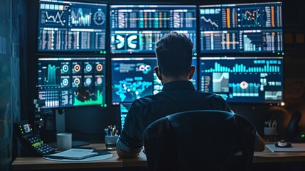 Back view of programmer monitoring data screens