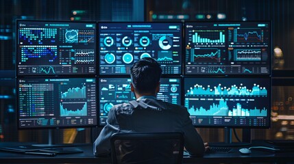 Back view of programmer monitoring data screens