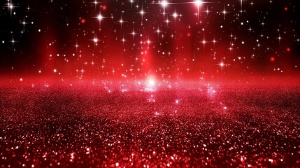Wall Mural - Red christmas background with snowflakes and bokeh lights