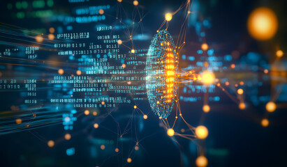 Wall Mural - machine learning , artificial intelligence, ai, deep learning blockchain neural network concept.