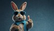© JohnDesignHub - Cool rabbit wearing sunglasses and a bowtie gives a thumbs up gesture.