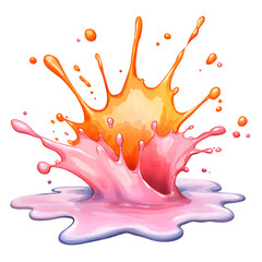 Wall Mural - a vibrant splash of pink and orange paint against a transparent or white background, showcasing dyna