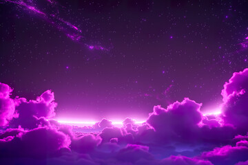 Wall Mural - the sky is filled with purple clouds and stars.,