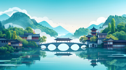 Wall Mural - landscape illustration